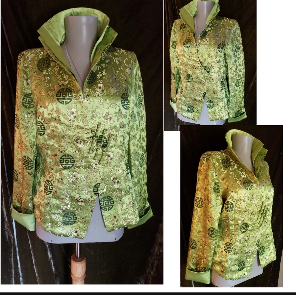 Auth Silver Dragon Evening Jacket. Sz Lg